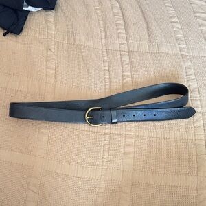 Madewell Black Leather Belt with Gold Buckle